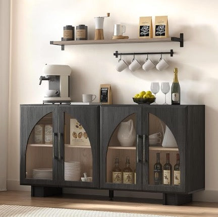 JOINICE 63” Sideboard Buffet Cabinet with Storage for Dining Room,Black