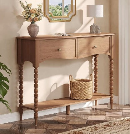 JOINICE Console Table with Scalloped Drawers for Entry Way, Living Room