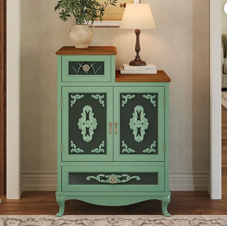 JOINICE Vintage Accent Cabinet with Doors,Entryway,Hallway,Sage Green