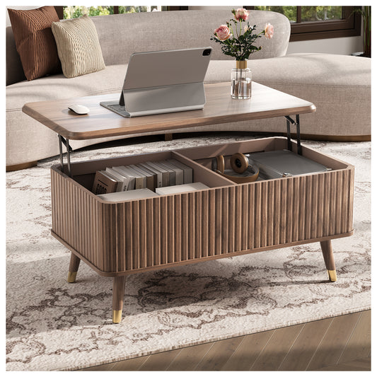 JOINICE 38" Lift Top Coffee Table with Storage for Living Room,Walnut