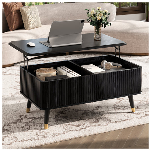 JOINICE 38" Lift Top Coffee Table with Storage for Living Room, Black