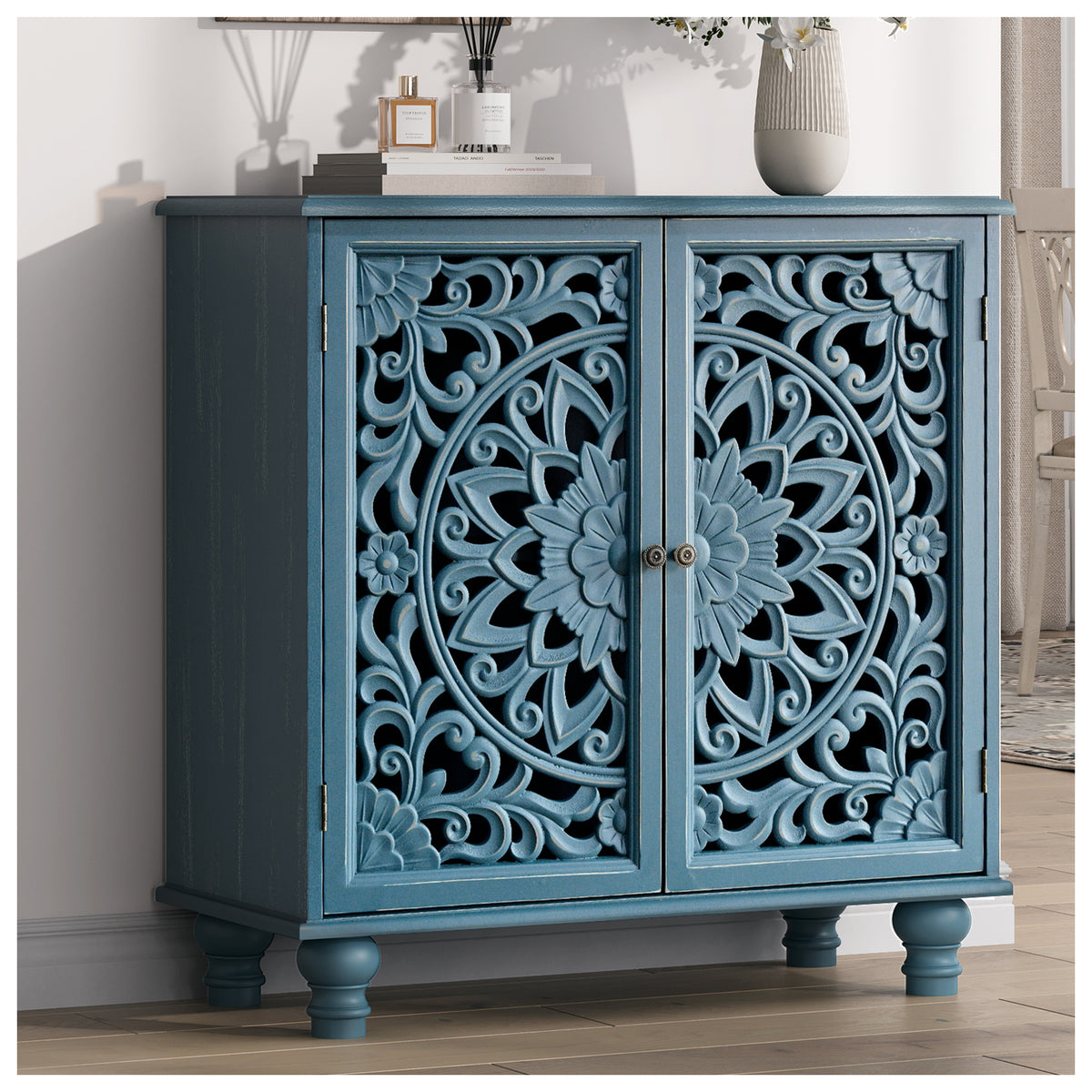 JOINICE 31" Accent Storage Cabinet with Doors for Living Room,Blue