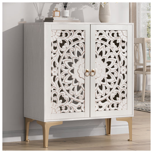 JOINICE 31.5" Accent Cabinet with Doors & Storage for Living Room,White