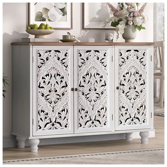 JOINICE 42.5" Accent Storage Cabinet with 3 Doors for Living Room,White