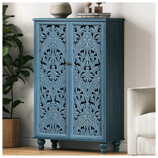 JOINICE 47" Tall Accent Cabinet with Doors & Storage for Living Room, Blue